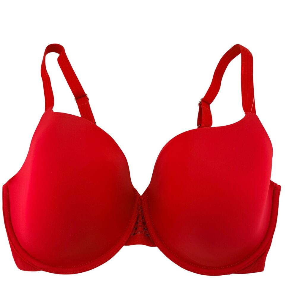 Le Mystere Second Skin Back Smoothing T-Shirt Bra Size 32H Crimson Red